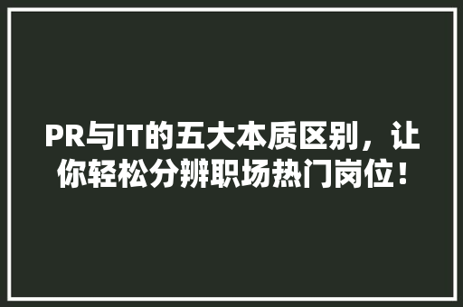 PR与IT的五大本质区别，让你轻松分辨职场热门岗位！ 项目报告