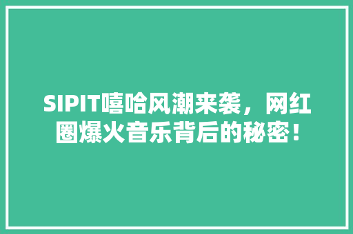 SIPIT嘻哈风潮来袭，网红圈爆火音乐背后的秘密！ 响应式设计