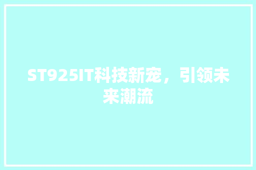 ST925IT科技新宠，引领未来潮流