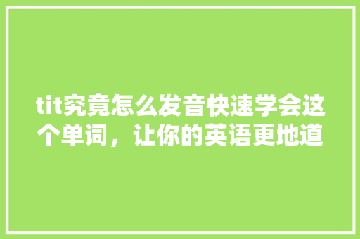 tit究竟怎么发音快速学会这个单词，让你的英语更地道！ 后端技术