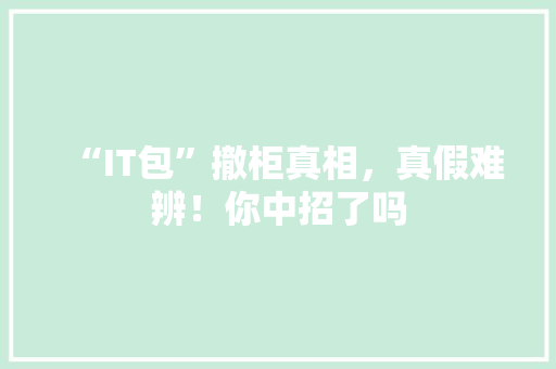 “IT包”撤柜真相，真假难辨！你中招了吗 响应式设计
