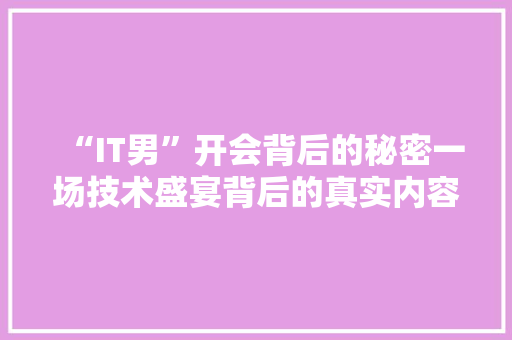 “IT男”开会背后的秘密一场技术盛宴背后的真实内容！ 市场营销范文
