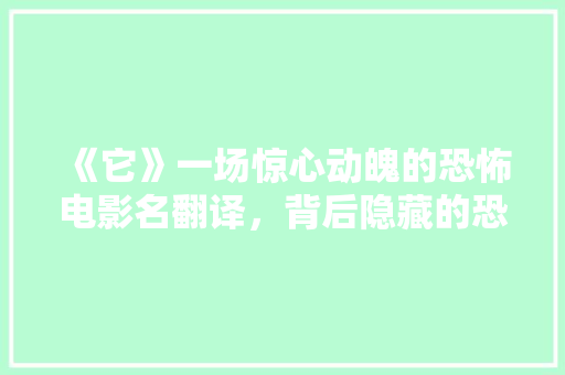《它》一场惊心动魄的恐怖电影名翻译，背后隐藏的恐怖秘密！
