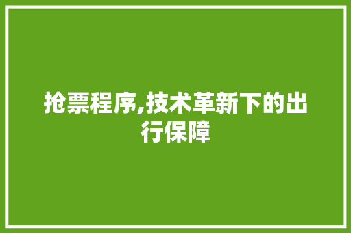 抢票程序,技术革新下的出行保障 缓存Redis