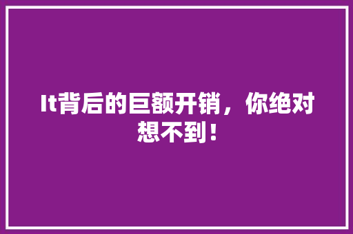 It背后的巨额开销，你绝对想不到！ MySQL