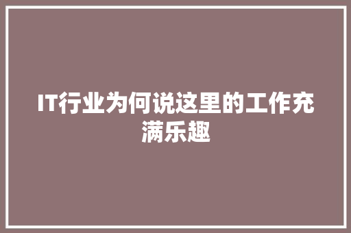 IT行业为何说这里的工作充满乐趣 市场营销范文