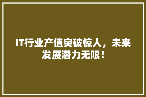 IT行业产值突破惊人，未来发展潜力无限！