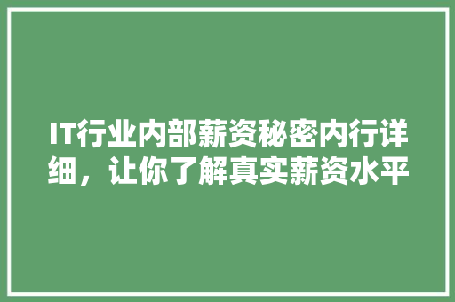 IT行业内部薪资秘密内行详细，让你了解真实薪资水平！ 响应式设计