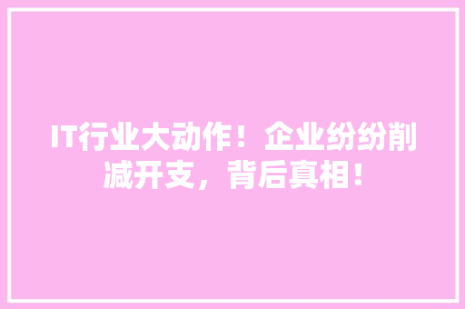 IT行业大动作！企业纷纷削减开支，背后真相！ 响应式设计