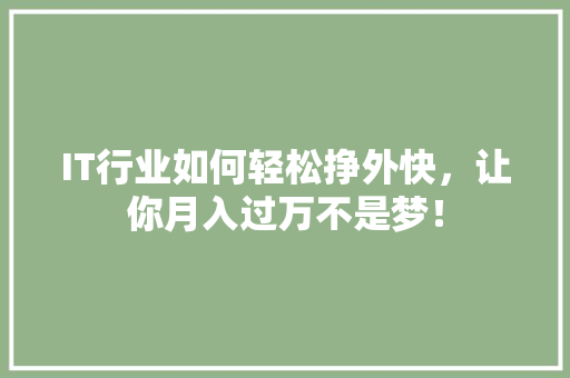 IT行业如何轻松挣外快，让你月入过万不是梦！