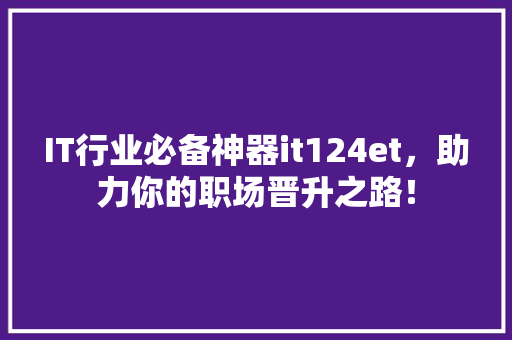 IT行业必备神器it124et，助力你的职场晋升之路！ 响应式设计