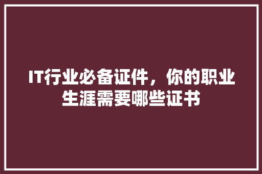 IT行业必备证件，你的职业生涯需要哪些证书 缓存Redis