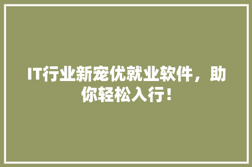 IT行业新宠优就业软件，助你轻松入行！ 商务信函