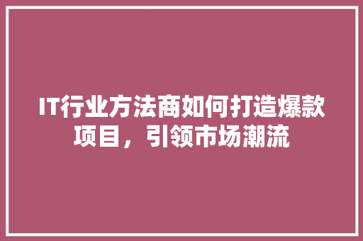 IT行业方法商如何打造爆款项目，引领市场潮流 商务信函