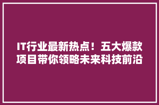IT行业最新热点！五大爆款项目带你领略未来科技前沿 项目报告