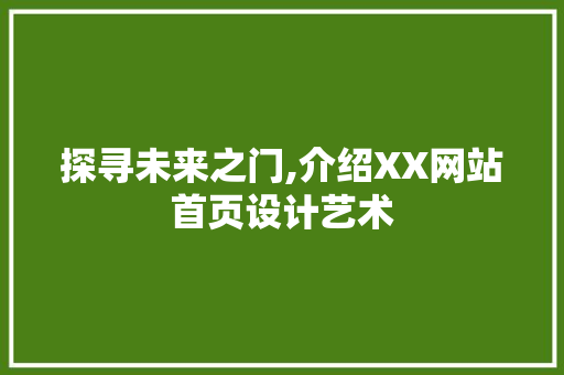 探寻未来之门,介绍XX网站首页设计艺术 网站建设