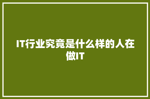 IT行业究竟是什么样的人在做IT 后端技术