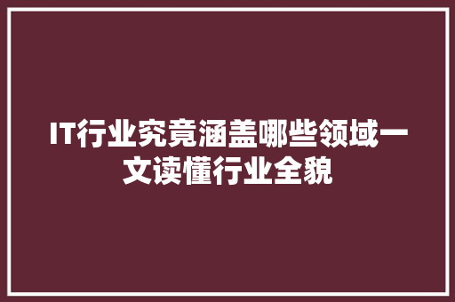 IT行业究竟涵盖哪些领域一文读懂行业全貌 网站建设