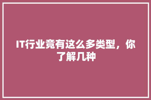 IT行业竟有这么多类型，你了解几种 市场营销范文