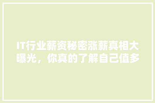 IT行业薪资秘密涨薪真相大曝光，你真的了解自己值多少钱吗 商务信函