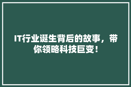 IT行业诞生背后的故事，带你领略科技巨变！ 后端技术