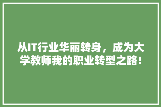 从IT行业华丽转身，成为大学教师我的职业转型之路！ 项目报告