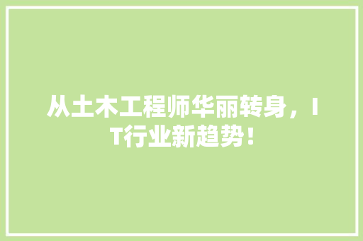 从土木工程师华丽转身，IT行业新趋势！