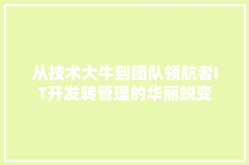 从技术大牛到团队领航者IT开发转管理的华丽蜕变