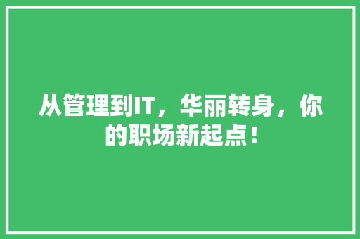 从管理到IT，华丽转身，你的职场新起点！ 项目报告