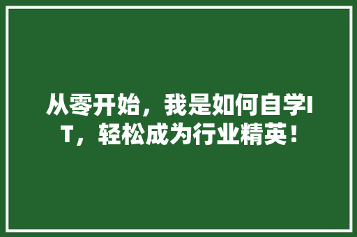 从零开始，我是如何自学IT，轻松成为行业精英！ 商务信函