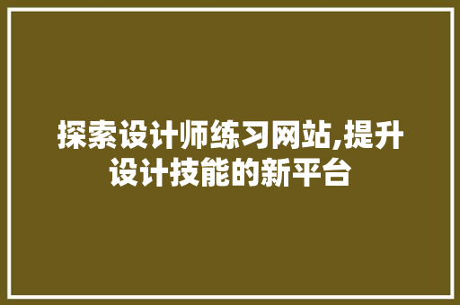 探索设计师练习网站,提升设计技能的新平台 响应式设计