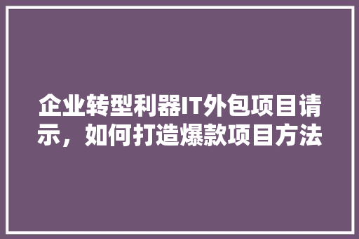 企业转型利器IT外包项目请示，如何打造爆款项目方法 商务信函