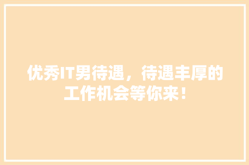 优秀IT男待遇，待遇丰厚的工作机会等你来！ MySQL
