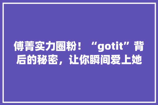 傅菁实力圈粉！“gotit”背后的秘密，让你瞬间爱上她！ 后端技术