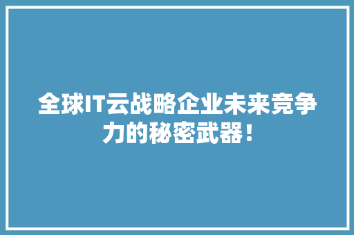 全球IT云战略企业未来竞争力的秘密武器！