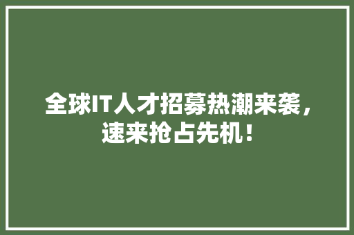 全球IT人才招募热潮来袭，速来抢占先机！ 项目报告