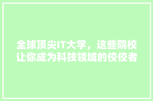 全球顶尖IT大学，这些院校让你成为科技领域的佼佼者！