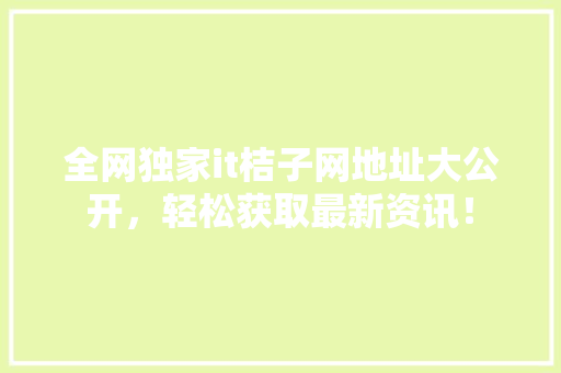 全网独家it桔子网地址大公开，轻松获取最新资讯！