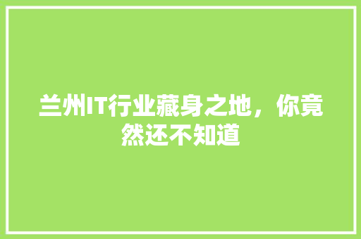 兰州IT行业藏身之地，你竟然还不知道 市场营销范文