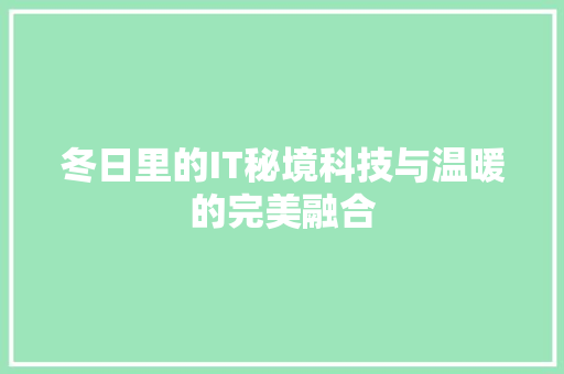 冬日里的IT秘境科技与温暖的完美融合 项目报告