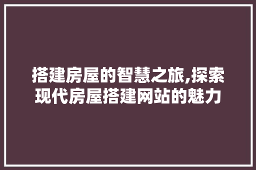 搭建房屋的智慧之旅,探索现代房屋搭建网站的魅力