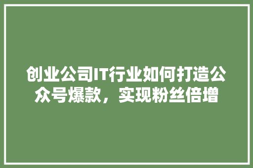 创业公司IT行业如何打造公众号爆款，实现粉丝倍增 MySQL