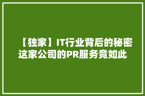 【独家】IT行业背后的秘密这家公司的PR服务竟如此神奇！ 商务信函