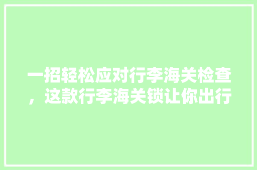 一招轻松应对行李海关检查，这款行李海关锁让你出行无忧！