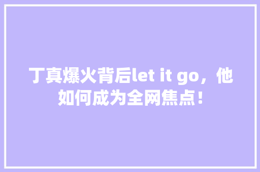 丁真爆火背后let it go，他如何成为全网焦点！