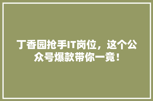 丁香园抢手IT岗位，这个公众号爆款带你一竟！ 缓存Redis