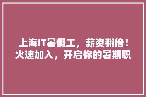 上海IT暑假工，薪资翻倍！火速加入，开启你的暑期职场之旅！ 市场营销范文
