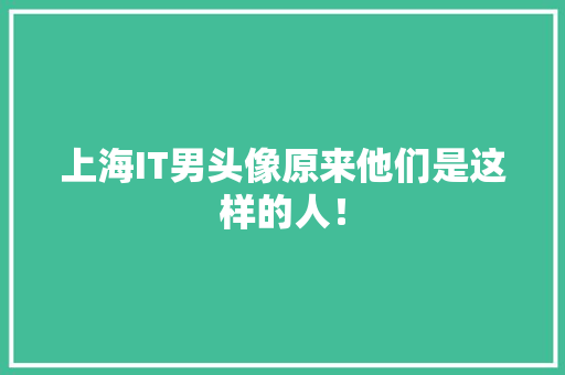 上海IT男头像原来他们是这样的人！ 项目报告