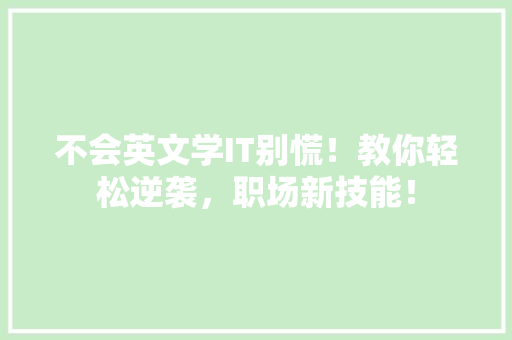 不会英文学IT别慌！教你轻松逆袭，职场新技能！ 项目报告