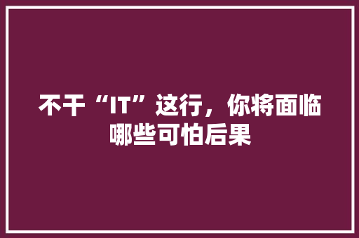 不干“IT”这行，你将面临哪些可怕后果 市场营销范文